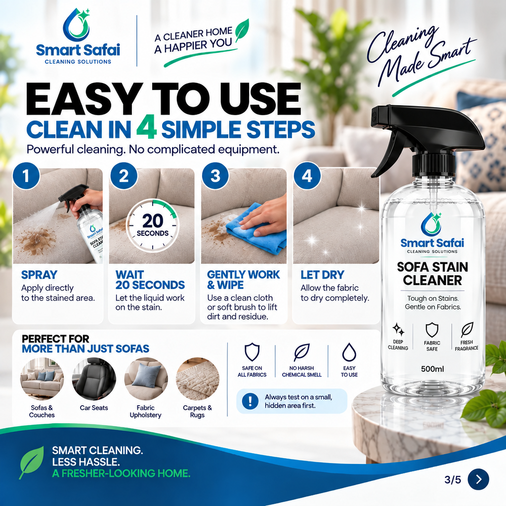 Smart  Sofa Stain Cleaner easy to use on sofas and fabric